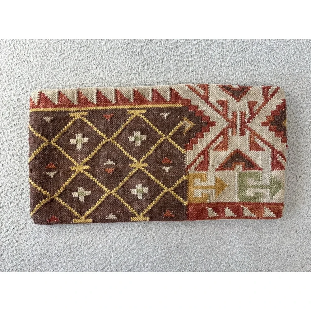 Grandin Road Kilim Pillow Cover Lumbar 21x11 Wool Blend Boho